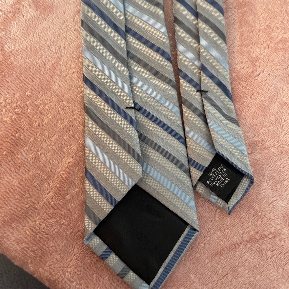 Calvin Klein Gray and Blue Striped Tie - Picture 5 of 8